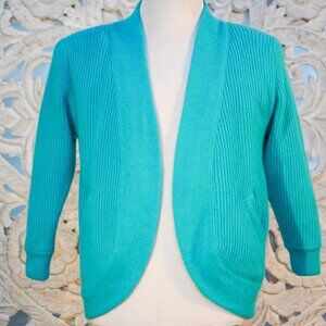 Vintage 生鱼牌 (Raw Fish Brand) Ribbed Knit Cardigan Turquoise Blue, Women’s Medium